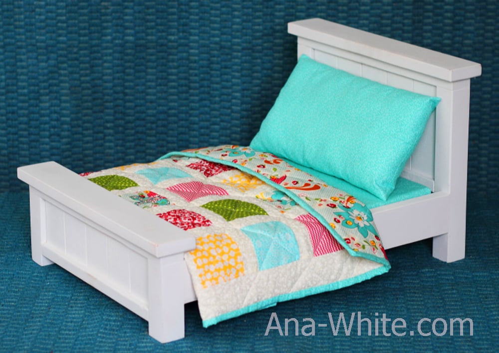 Farmhouse Bed for American Girl or 18" Dolls Ana White